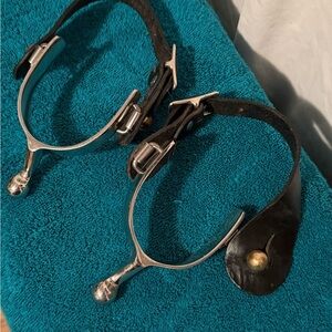 Blunt‎ End Stainless English Spurs With Leather Boot Strap